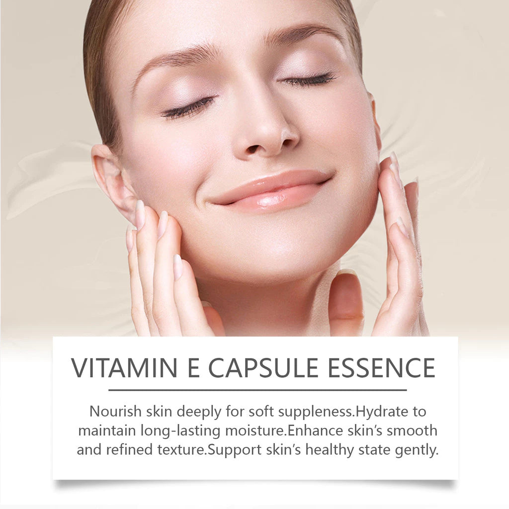 Vitamin E Moisturizing Capsule Essence with Squalane & Vitamin C, Hydrating & Brightening, 30 Capsules